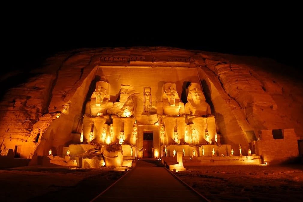 The temple of Abu Simbel, which is a part of the Ramses & the Gold of the Pharaohs exhibition in Sydney.